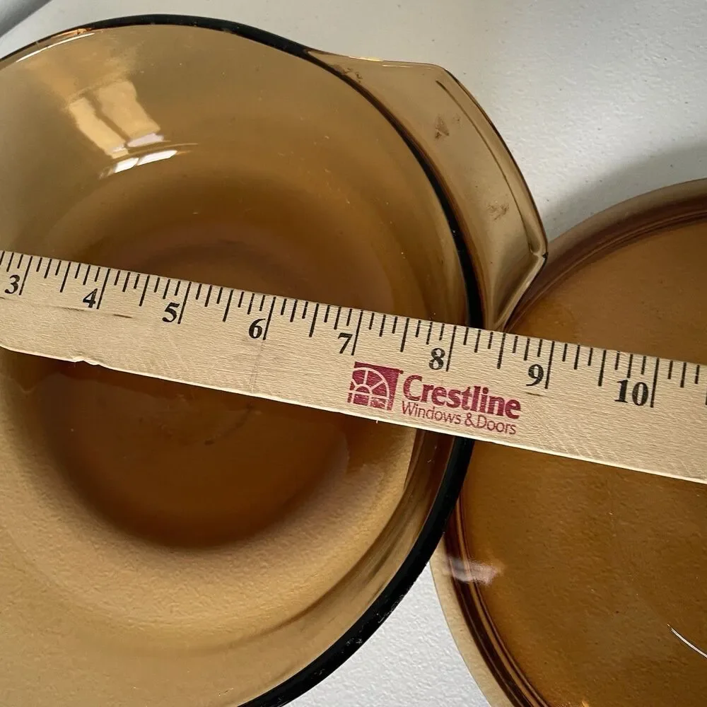 Anchor Vintage Hocking Amber Brown 1.5 Qt. Round Glass Casserole Dish Pot Pan